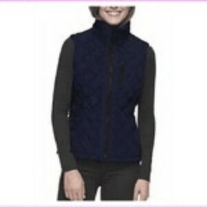 Andrew Marc Blue Sleeveless Full Zip Quilted Vest Size Medium
